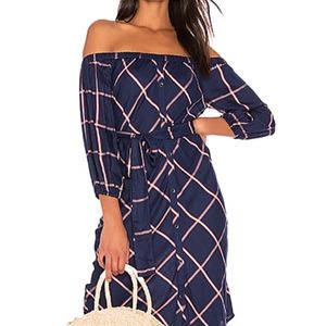 NWT Splendid Plaid off the shoulder dress in Navy